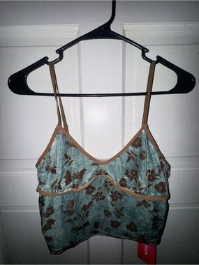 Velvet Floral Cami Tank Top SHEIN